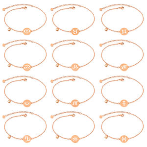 नई डिजाइन गुलाब सोना मढ़वाया महिलाओं के लिए प्रतीक हस्ताक्षर स्टेनलेस स्टील 12 राशि चक्र पायल पैर की चेन आभूषण - Product Image 3