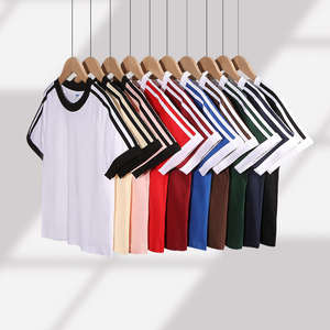 Camisetas de verano de varios colores para niños, Camiseta de algodón 100% de 200gsm para niños, camiseta lisa personalizada con estampado de pantalla para niños, Diseño a rayas - Product Image 1