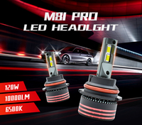 Ampoules de phare LED mini haute puissance M8PRO 9004 12V 130W 13000LM 6500K en aluminium certifiées CE, indice IP68, Plug & Play, ajustement universel
