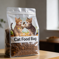 Sac refermable mat biodégradable haute résistance à huit soudures latérales avec fenêtre transparente et fond plat pour friandises et aliments pour animaux de compagnie