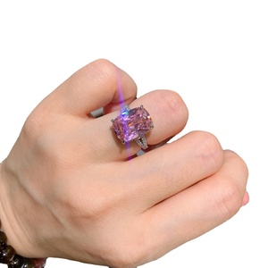2026 New Trending Jewelry Eco-friendly Copper Geometric Cubic Zirconia Imitation Yellow Gem Open <b>Adjustable</b> Band <b>Rings</b> for Women - Product Image 2