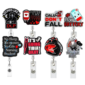 تصنيع جعل الشعار الخاص بك ملحقات ممرضة قابل للسحب الاكريليك معرف اسم حامل شارة بكرة مع مشبك التمساح - Product Image 4