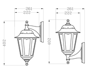 Lampe murale extérieure vintage en bronze P631 IP44, lanterne extérieure résidentielle fluorescente avec diffuseur en verre, douille E27