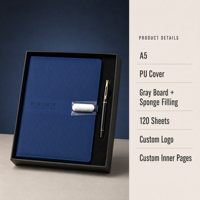 Ensemble cadeau personnalisé de carnet A5 et stylo avec boîte, kit de journal en cuir PU relié pour les affaires