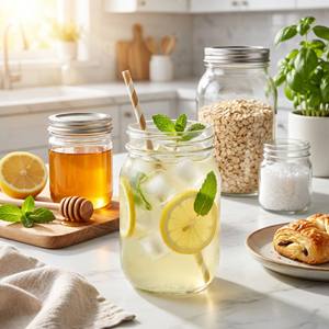 Wholesale Food Honey <strong>Jar</strong> Candy Coffee <strong>Tea</strong> Containers clear Custom logo Glass Spice Storage <strong>Jar</strong> Glass Mason <strong>Jar</strong> with Metal Lid - Product Image 1