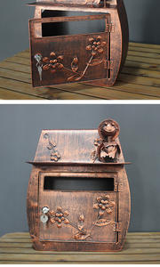 Boîte aux lettres murale en fer forgé, style idyllique rétro avec serrure, étanche, pour extérieur, accessoires de photographie, décoration - Product Image 5