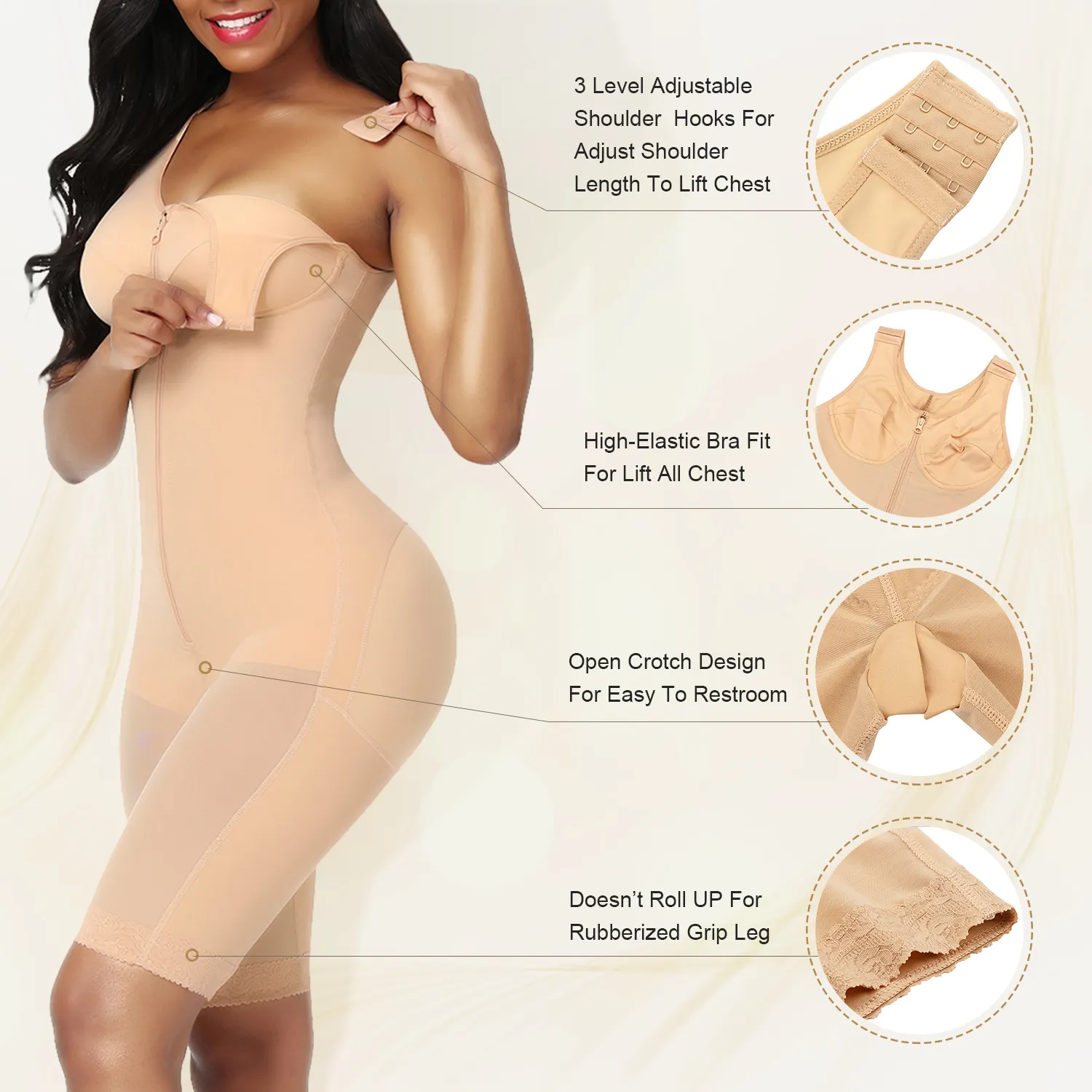 Hexin Giai Đoạn 3 Hút Mỡ Nén Giảm Béo Móc Đầy Đủ Cơ Thể Shaper Mông Nâng Lên Fajas Colombianas Shapewear