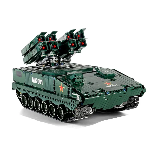 Kalıp kral 20001 askeri HJ-10 Anti-Tank füze araba elektrikli sürüm modeli yapı taşları eğitici oyuncaklar