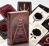 Cartes de tarot personnalisées imprimées, portables, avec boîte de rangement, dorure à chaud, bords dorés et guide pour la méditation, le jeu et les cadeaux