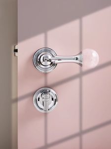 핫 세일 광택 골드 크롬 황동 천연 크리스탈 손잡이 나무 문 잠금 손잡이 세트 - Product Image 2
