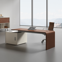 Mobilier de bureau moderne et modulaire de luxe Table de travail en bois Bureau de direction tournant en forme de L avec armoire latérale