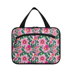 Hawaii Hau Design Pink Flower <b>Large</b> Capacity Custom Travel Women <b>Toiletry</b> <b>Bag</b> Waterproof Hanging Cosmetic Makeup <b>Bag</b> With Hook - Product Image 2