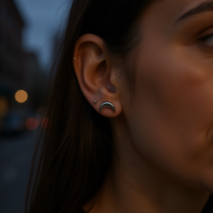 Orecchini a lobo a forma di luna in acciaio inossidabile 6mm, gioielli alla moda - Product Image 3