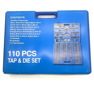 Ensemble de 110 pièces de tarauds et filières métriques en acier allié, kit d'outils de filetage pour la réparation de vis en acier et le taraudage, dans une boîte de rangement - Product Image 4