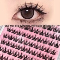 100 bouquets de faux cils pour chien sans colle, naturels, volumineux, auto-adhésifs, style manga, pour débutants