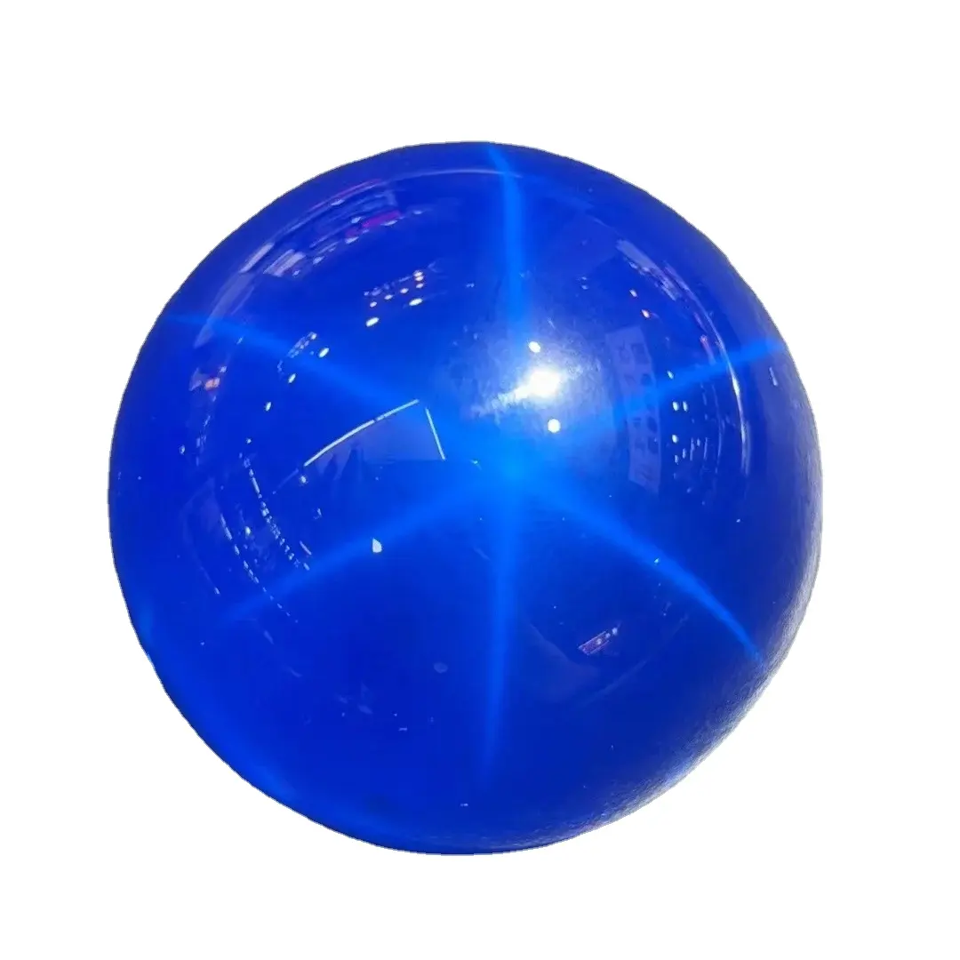 YZ Wholesale Six Line Blue Star Ruby Round Big ball 1-4kg per beads Ruby Star Smooth Cabochon Synthetic Corundum Blue Star Ruby