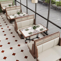 Ensemble de mobilier de restaurant OEM XZY : Banquette en bois massif, chaises de salle à manger en cuir, tables de salle à manger carrées et rectangulaires pour hôtels et centres commerciaux