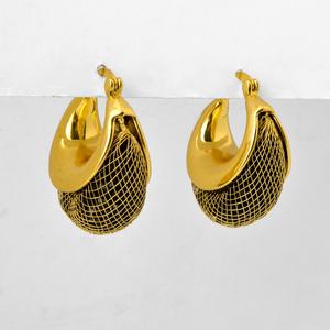 Pendientes de Aro Clásicos de Latón con Baño de Oro de 14K, Hipoalergénicos, de Diseño, para Mujer, Venta al Por Mayor, Alta Calidad - Product Image 2