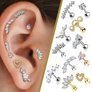 316L Chirurgischer Edelstahl Helix-Knorpel-Ohrstecker Tragus-Ohrring Ohrpiercing Körperschmuck - Product Image 3