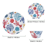 Assiette Ronde Plate Blanche 8'' en Mélamine Motif Coquillage OEM ODM pour Enfants, Idéale pour Fêtes d'Anniversaire Thème Sous-Marin Estival