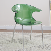 Chaise de salle à manger empilable simple en acrylique avec pieds en métal, design nordique, pour la maison et les restaurants