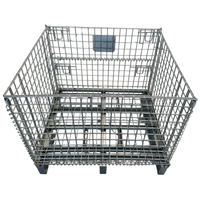 Conteneur en treillis métallique galvanisé pliable de haute qualité 500 kg 600 kg, cage de stockage métallique, chariot à roulettes avec roues