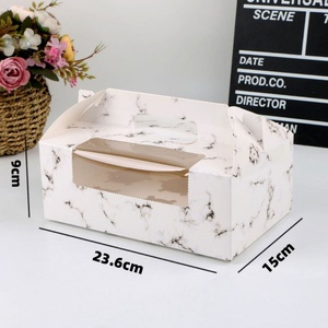 Sunshine Transparent 6-Inch Pink Cake <b>Paper</b> <b>Box</b> for Birthday & Wedding Embossed Takeaway Cake Gift <b>Box</b> Handle for Food Storage - Product Image 4