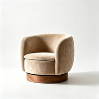 Fauteuil pivotant design nordique couleur crème, fauteuil d'appoint en chenille pour hôtel, maison d'hôtes, salon