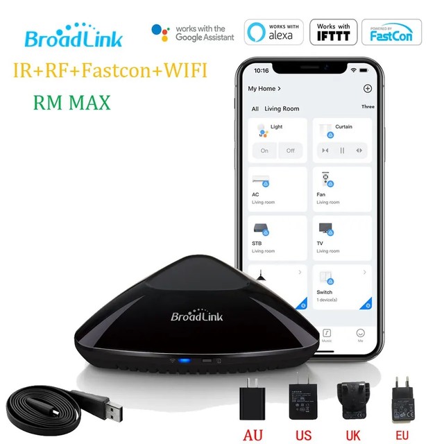 Broadlink RM Max Wi-Fi Universal Remote IR RF Smart Home Automation for Air Conditioning TV Set-Top Box Alexa Google Home