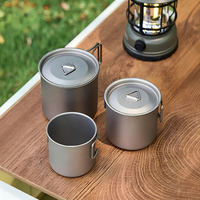 Tasse à eau et à café de camping en plein air légère, chauffable, avec poignée pliable, ensemble de vaisselle en titane pur, utilisable à l'intérieur