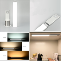 Lampe LED sans fil rechargeable magnétique pour armoire, installation sans perçage, avec ruban adhésif, pour cuisine, sous armoire, placard, dressing