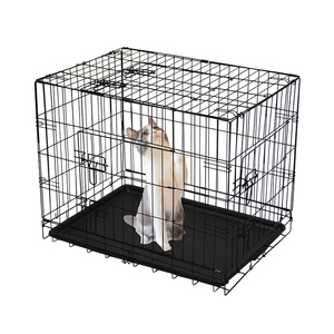 Cage en métal pour animaux de compagnie avec fermeture à bouton et plateau en plastique, design classique simple pour chiens, chats et petits animaux - Product Image 1