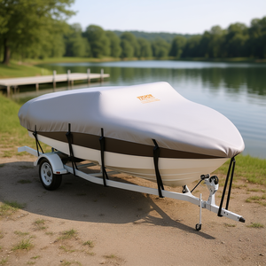 Funda para Bote Remolcable de 16' 18.5', Impermeable, de Grado Marino, en Oxford Gris con Cierre de Hebilla - Product Image 2