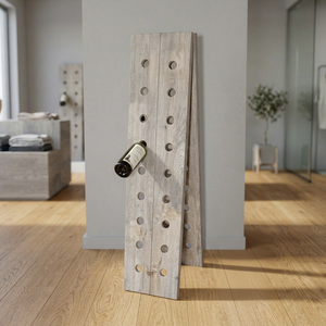 Estante de Vino de Madera Independiente, Soporte Rústico para Botellas, Exhibidor de Piso para el Hogar o Bar - Product Image 1