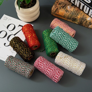 เชือกฝ้ายสี 2 มม. เชือกตกแต่งสองสีสำหรับของขวัญคริสต์มาส เชือกตกแต่ง DIY สีตัดกัน - Product Image 1