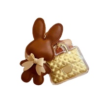 Porte-clés Lapin en Cuir Adorables, Mini Breloques Dorées, Pendentifs Lapin Multicolores pour Sac et Clés, Cadeau de Luxe en Gros