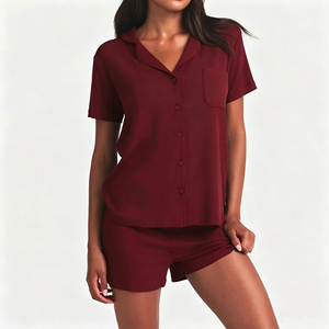 Ribbed Lenzing Modal Summer Pajama Set Women Sleepwear Short Sleeve Lounge Sleep Set Loungewear Ladies PJs