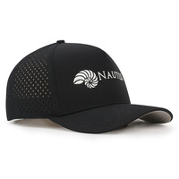 Casquette de golf hydro imperméable pour homme, performance respirante, maille blanche découpée au laser, logo brodé, 5 panneaux, visière incurvée, fermeture snapback