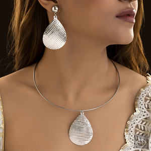 PRAO Handmade Anti-Tarnish Silver Hasli Necklace Earrings <b>Fashion</b> <b>Jewellery</b> Bulk Product for Weddings Parties Engagements - Product Image 1