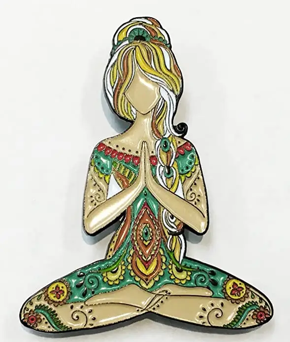 Yoga gadis Lotus Namaste lembut Enamel Lapel Pin