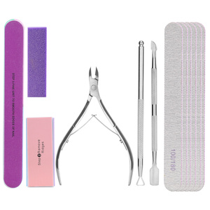 100/180 limes à ongles en acier inoxydable pince à cuticules poussoir ensemble éplucheur à cuticules outil pour ongles incarnés 7 pièces Kits de manucure pédicure - Product Image 1