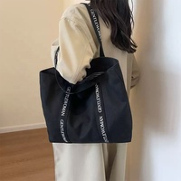 Bolso grande de lona de 100% algodón resistente, logotipo impreso personalizado, cremallera reutilizable, asas de hombro, patrón de letras para ir de compras