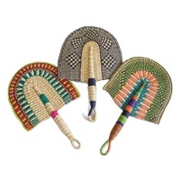 Éventail Artisanal BOHO Écologique en Herbe Naturelle Tressée à la Main, Décoration Murale pour Mariage et Maison, Éventail en Jonc de Mer pour Accrocher au Mur