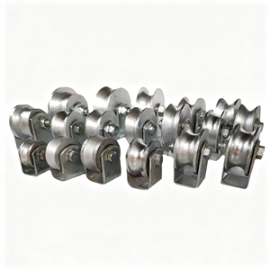 Rouleau de portail coulissant à gorge en V galvanisé robuste avec support de montage, roulement à double étanchéité, certifié CE, OEM disponible - Product Image 1