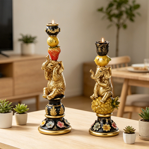 Candelabro de Elefante Dorado Vintage Redeco, Figura de Resina, Decoración para el Hogar con Frutas Tropicales, Regalo, Logotipo Personalizado al por Mayor - Product Image 2