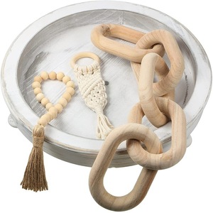 Wooden Bohemian Five Ring Chain Natural Wood Color Geometric Shape Bedroom <b>Decoration</b> - Product Image 5