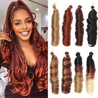 150g Cheveux synthétiques à double trame machine, résistants à la chaleur, bouclés en tube, grandes boucles, ondulations lâches françaises, faciles à tresser, pour cheveux africains