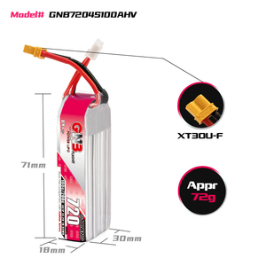 GAONENG GNB 4S 15.2V HV 720MAH 100C LiPo <b>Battery</b> XT30 Connector FPV LiHV High Voltage Long Type - Product Image 3