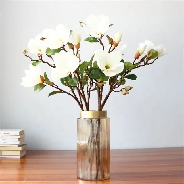 High Quality Large Head Artificial Silk White Pink Yulan Magnolia Flower For Wedding Home Floral Decorative Flowers