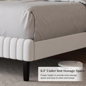 Letto con Piattaforma Imbottito in Velluto Design Europeo Direttamente dalla Fabbrica Cinese, Letto Intelligente con Testiera Trapuntata a Canali Verticali Salvaspazio - Product Image 4